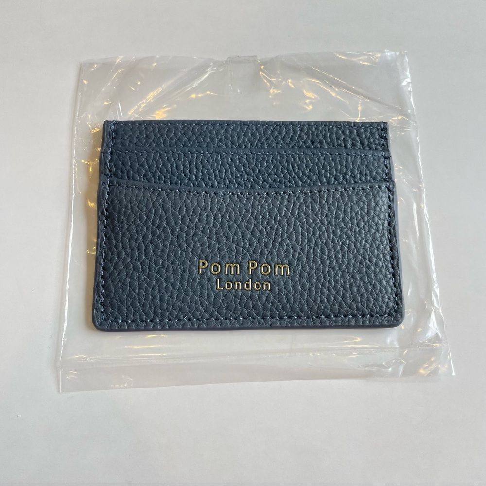 Pom Pom London Leather Chelsea Card Holder Slate Blue